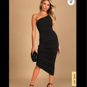 Lulus one shoulder body-con midi dress
